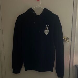 Black Hoodie with Skeleton Peace Sign
